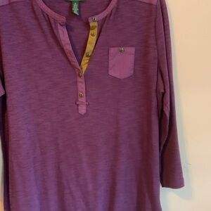 Ralph Lauren Purple Henley with Button Accents